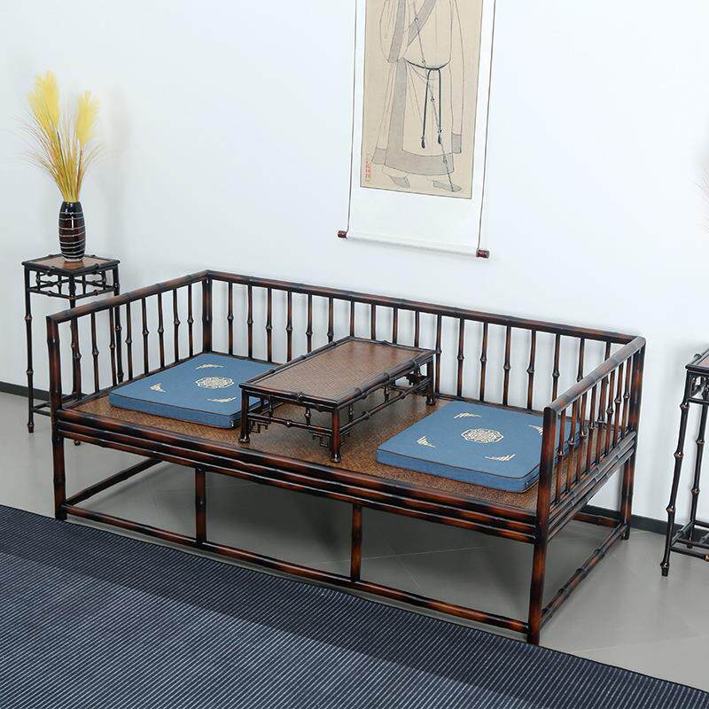 竹柒阁筇竹家具明式罗汉床沙发床两用客厅新中式红竹小炕桌椅组合