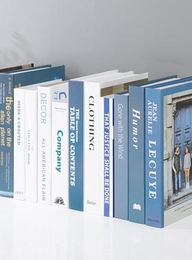 蓝色简约现代假书摆件创意家居饰品道具模型客厅电视柜装饰彷真书