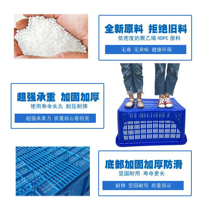 新款直销塑料箩筐长方形菜箩加厚大号水果篮子可套叠周转筐收纳筐