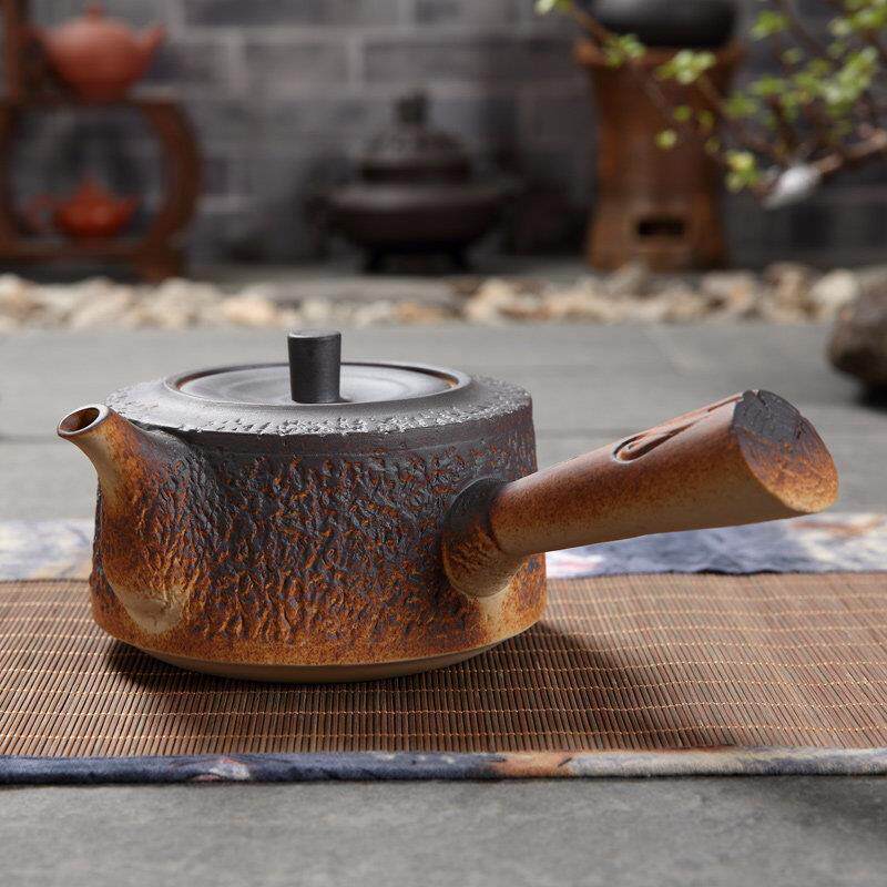 侧把电热烧水壶电陶炉煮茶器碳炉明火户外单个大陶壶复古个性木纹