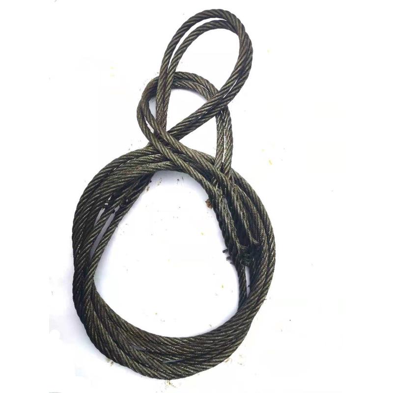 16mm18/20厘6/8米插编织双头30公分起重吊车装油光面软麻芯钢丝绳