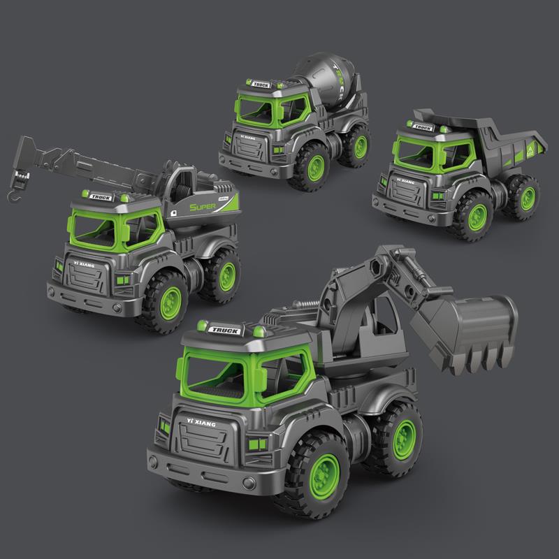 仿真惯性合金车头工程车挖掘机吊车搅拌翻斗车模型儿童玩具礼物