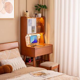 化妆台小户型卧室全实木化妆桌书桌一体简约现代化妆台60cm迷你