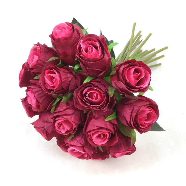 仿真花玫瑰花束18头新娘手札玫瑰捧花假花家居婚庆摄影软装花绢花