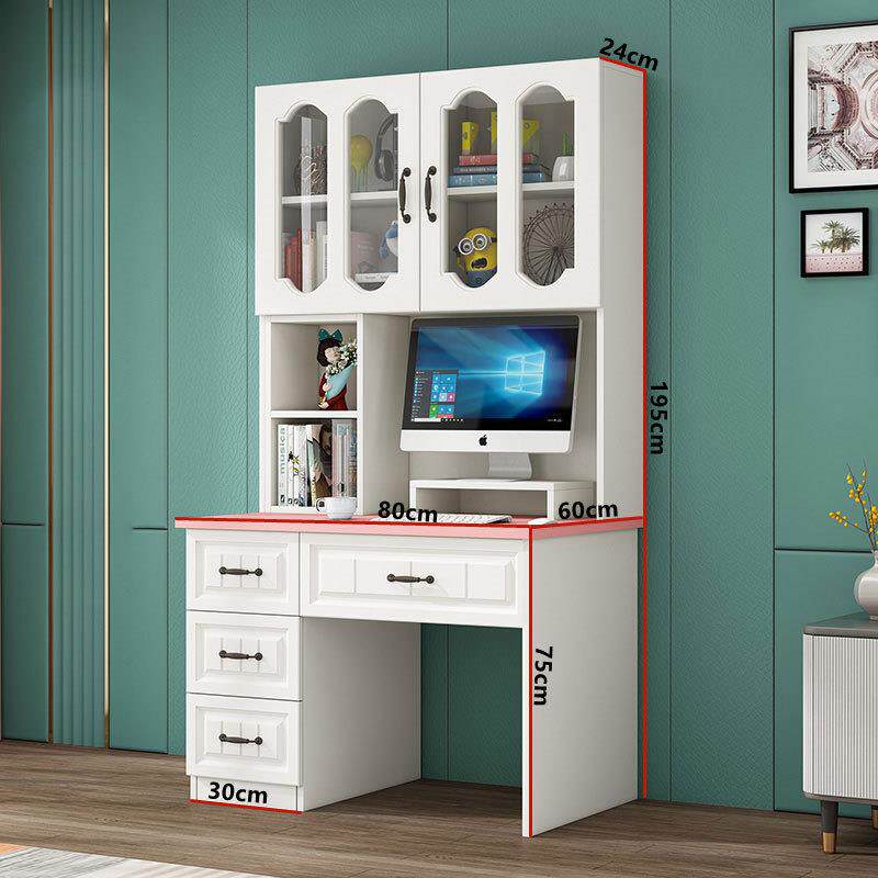 实木书桌书架组合书柜一体现代简约儿童学习写字桌学生家用电脑桌