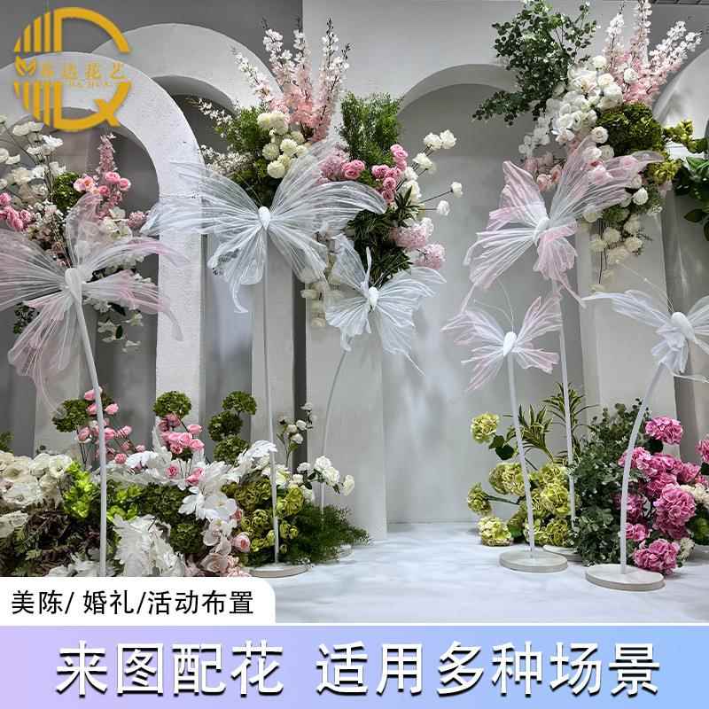 体艺蝴蝶纸花立摄真丝蝴蝶橱巨型蝴蝶窗美陈影道具防水纸布置装饰