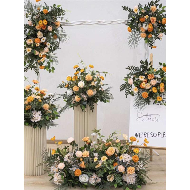 婚庆大款地排订婚绢花装饰花排布置路引婚礼花艺路引假花拱门