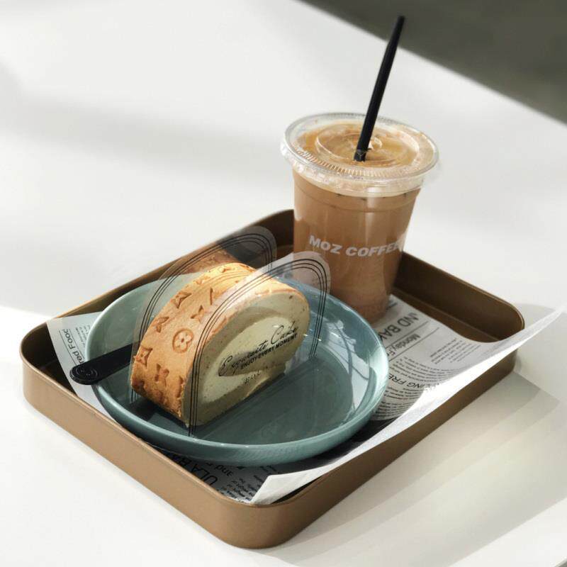 工业风复古金属盘不锈钢餐盘黑色托盘家用ins茶水盘铁盘子长方形