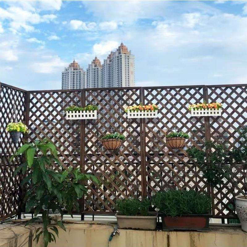 防腐木栅栏围墙护栏阳台花架花园围栏网格隔断户外篱笆爬藤架庭院