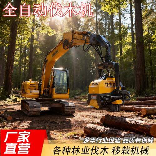 园林树木挖掘机伐木切割机木头去枝断头带锯夹木机全自动伐木机