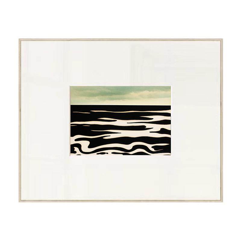 汹涌的海 现代极简艺术挂画样板间原木装饰画小众文艺书房卡纸画