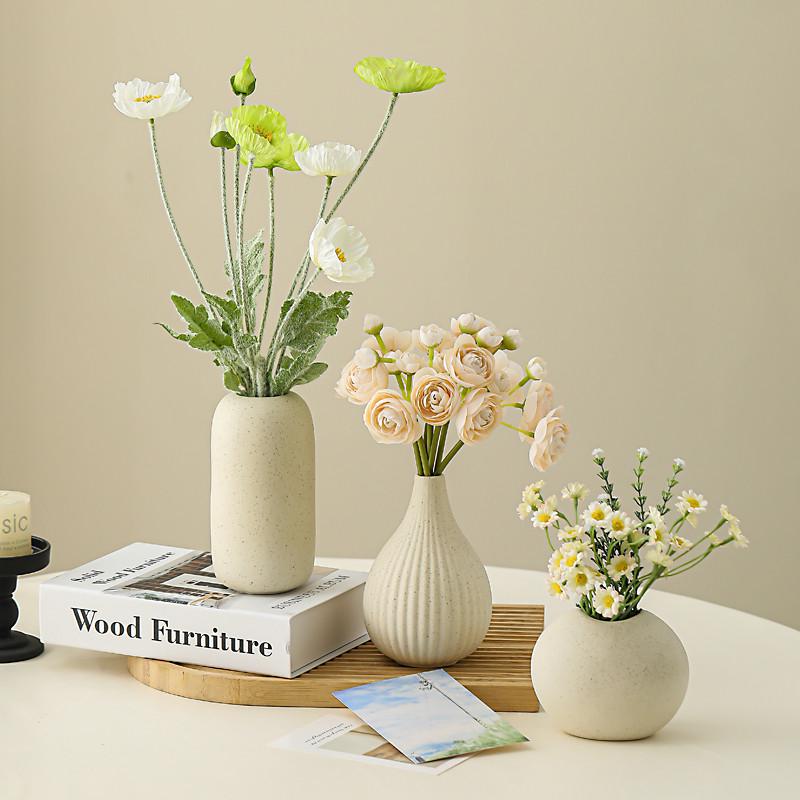 高级桌面花客厅花瓶假仿真装饰餐桌牡丹花束小众陶瓷摆件洋感插花