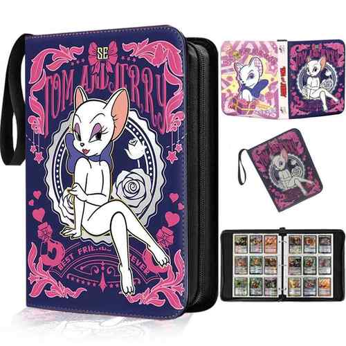 猫和老鼠卡册豪华皮质拉炼款集卡册活页A4九宫格汤姆杰瑞收纳册