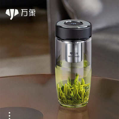 万象单层玻璃杯大容量便携鹅蛋杯带茶漏过滤泡茶水杯加厚车载杯子
