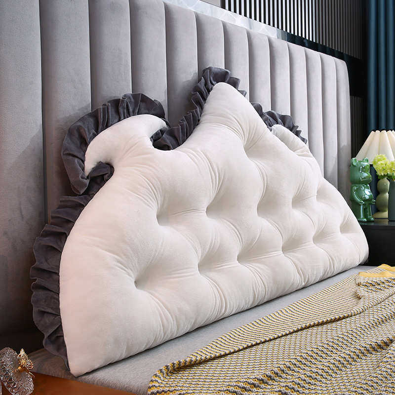 创意纯色拼接花边床头靠枕 轻奢舒适大靠背 可固定阅读靠背大软包,居家布艺,靠垫/抱枕,淘宝优惠券,粉丝福利购,淘宝优惠卷