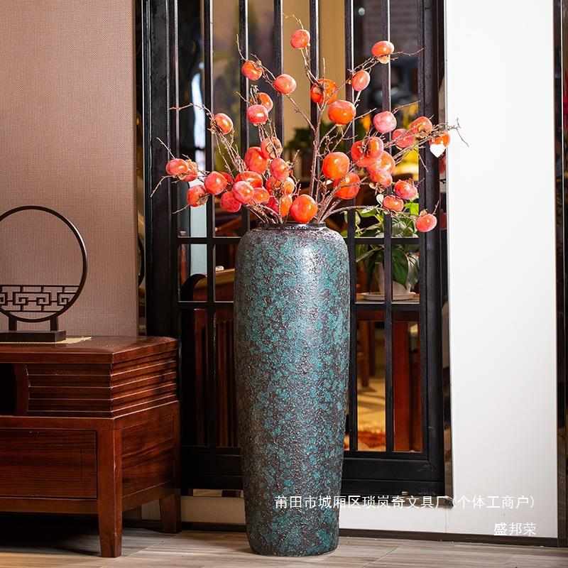 厂家摆件干花插花落地复古粗陶新中式陶瓷大花瓶景德镇家居装饰客