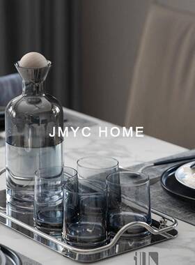 轻奢简约客厅茶几红酒杯酒瓶套装餐厅吧台桌面样板间摆件软装饰品