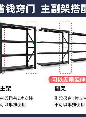 黑色仓储货架加厚型储物架重型多层货物置物架电商家用快递储物架