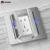 双五孔地插座双开门隐藏式 超薄3.5CM不锈钢地暖专用地板插座