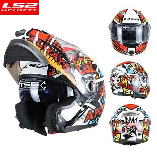 高档头LS2揭面盔3摩男托车头盔女双镜片全盔机车街车四季通用盔FF