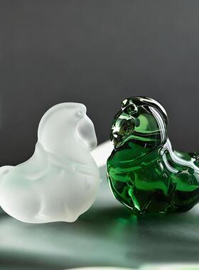 创意琉茶宠小马造型配桌装饰摆件XM789璃精致茶道件盖茶置家用摆