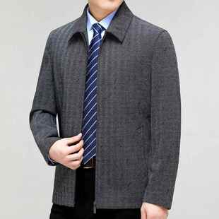 204装 毛料衣商务领男2406 翻中老年爸爸厚款 秋冬羊毛士夹克上男装