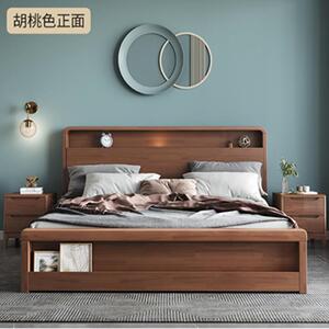 美木斯北欧全实木床现代简约1.8米主卧双人床1.5米白色轻奢储物床