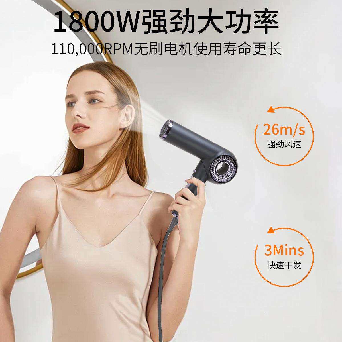 新款跨境私模迷你无刷吹风机负离子便携式11万转折叠高速电吹风筒