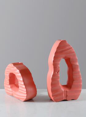 日本进口简约假山花瓶花器现代风格红色树脂工艺品样板间摆设客厅