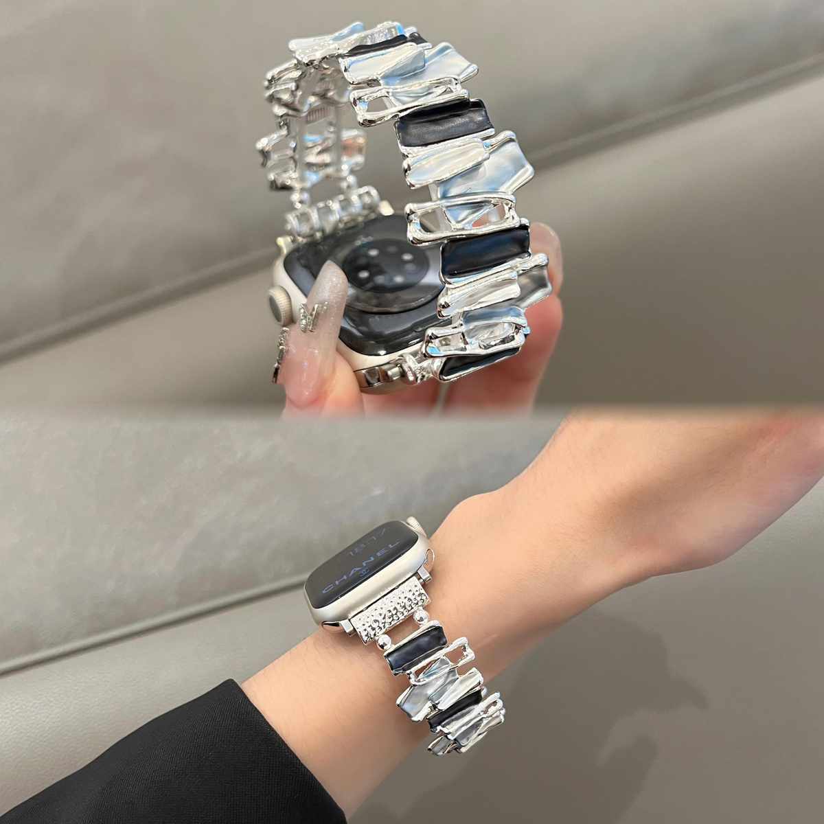 适用苹果手表iwatch9表带弹力彩色方形applewatch8多巴胺透气女款