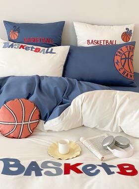 贴时尚运动风男0孩WAP10S长绒棉四件套篮球.刺绣布绣被套15m床上