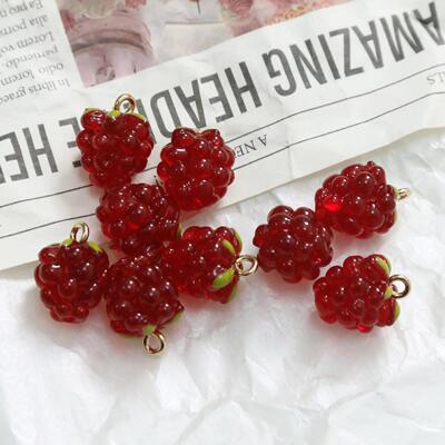 2 PCs Resin 3D Fruit Charms Gold Color Grape Pendant Jewelry