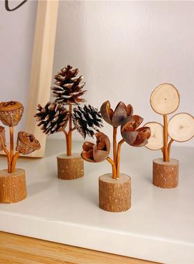 森系松果摆件艺术品装饰创意手工diy天然干果花束松塔幼儿园环创