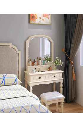 美型式轻奢全实木梳妆台小户卧迷你现代MAR简约多妆功能房室间化