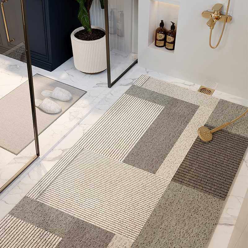 侘寂风条纹浴室丝圈地垫防滑镂空洗澡间脚垫大尺寸可裁剪PVC垫子,居家布艺,家用脚垫,淘宝优惠券,粉丝福利购,淘宝优惠卷