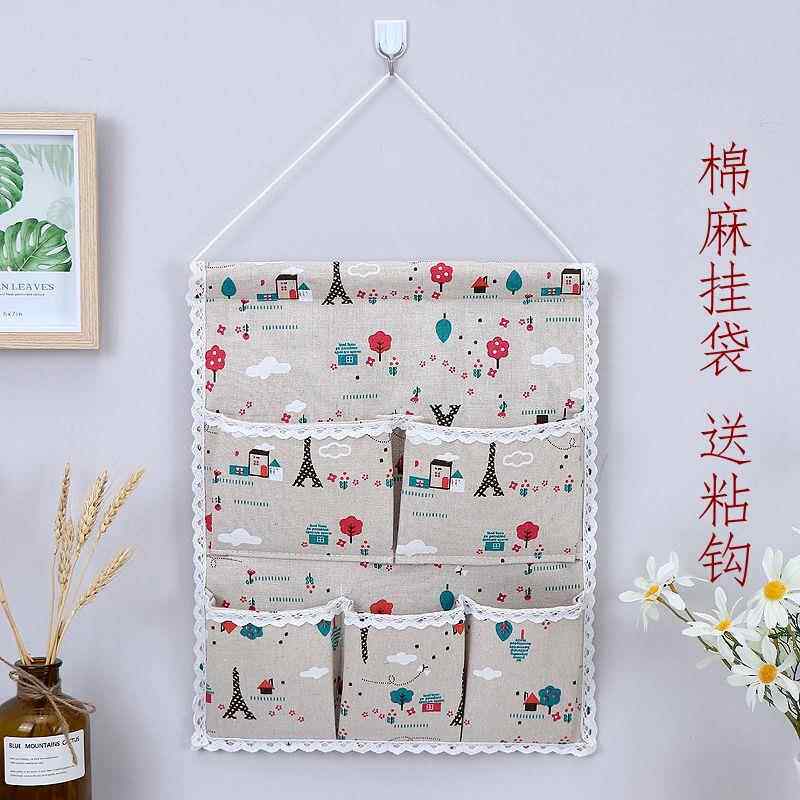 双对开门冰箱巾布艺收纳袋田园盖巾冰箱罩子盖布侧面挂袋防尘罩套