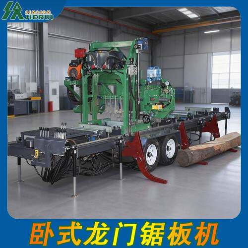 液压驱动重型卧式带锯机龙门框架稳固适用锯木厂原木破板方料切割