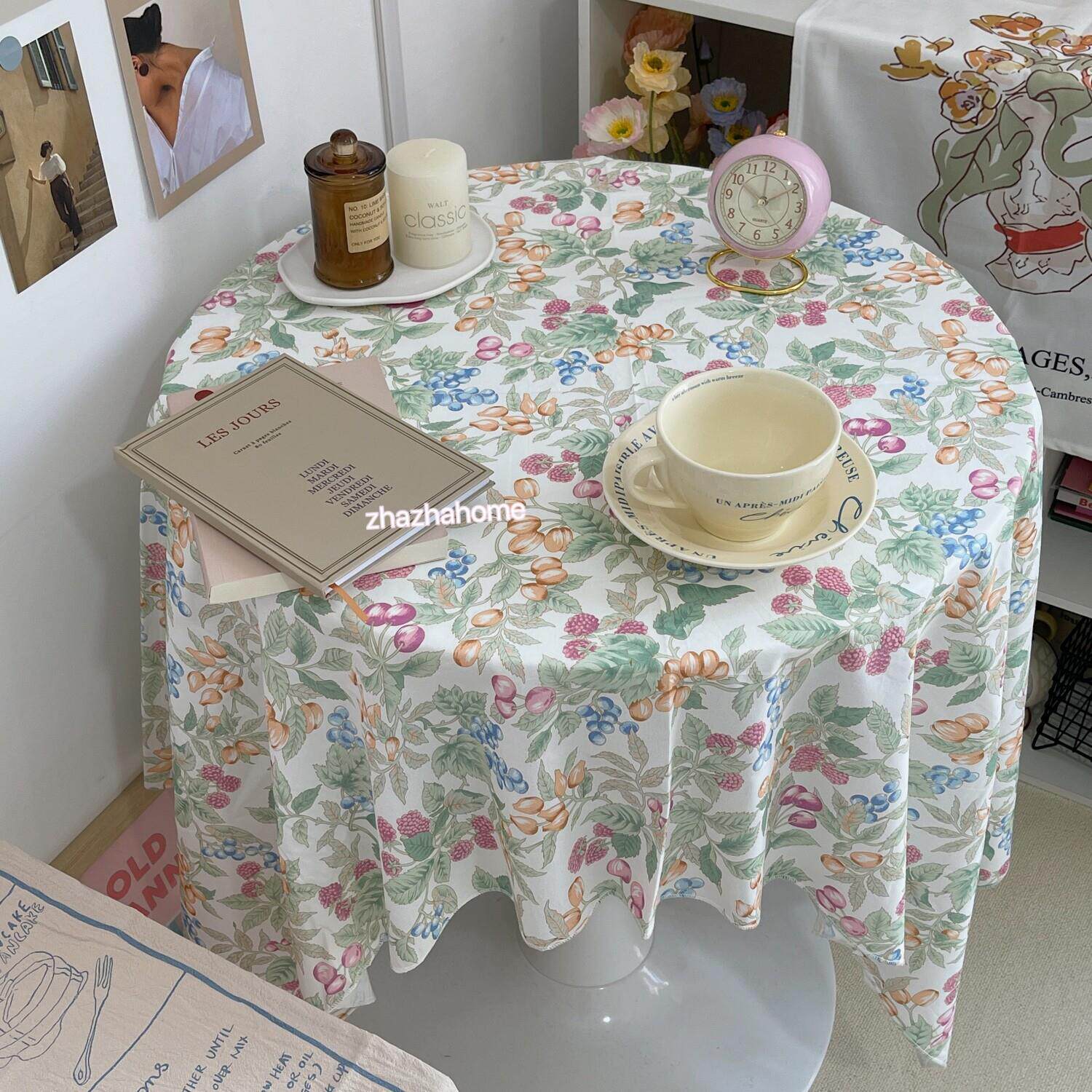 扎扎home法式田园果子碎花餐桌布ins复古野餐布博主拍照背景布