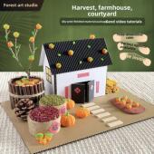 幼儿园亲子diy小屋房子树枝五谷粮食丰收小院废物利用手工材料包