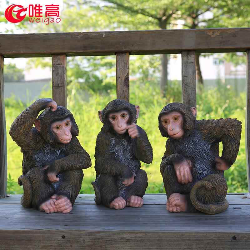仿真猴子雕塑摆件外公园乐园园林景观装饰游摆动物黑色猴子模型工