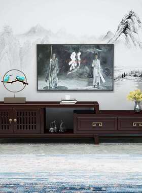 新中全实木T-2350电视柜茶几式组合现简代约小户型厅卧室伸客缩地