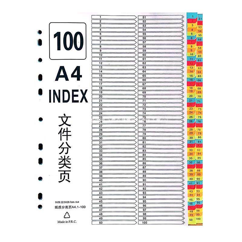 隔页纸100页分页纸索引纸分类卡塑料索引隔页纸11孔（纸质100页）