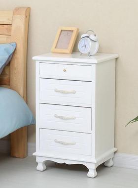 W8带锁实木床头柜柜子简白色田园F7H667ST储约物柜小型收纳柜现代