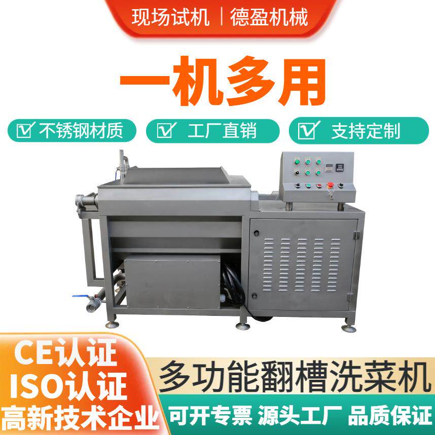 鼓泡式翻斗洗菜机商用自动翻盖土豆萝卜丝白菜肉类蔬菜水果清洗机