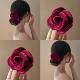 氛围感红丝绒花朵发圈秋冬浪漫丸子头绳新年盘发器 普济里玫瑰