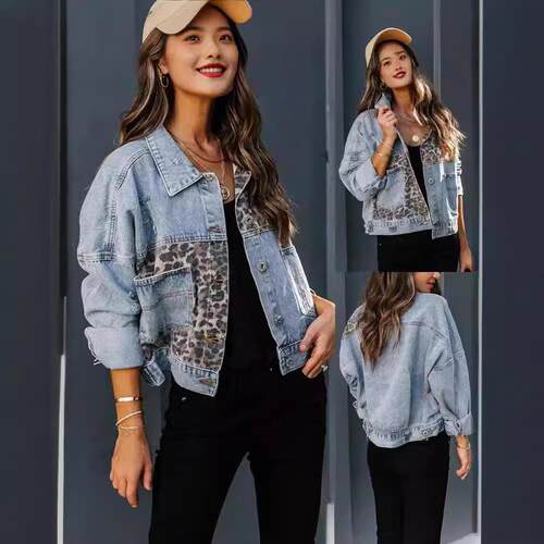 Cowboy jacket women's long sleeved single denim jacket
