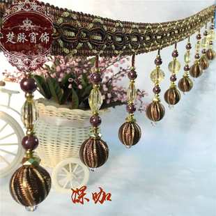 窗帘珠子花边扁珠牛筋花边 新款 楚脉 现货批发 柯桥窗帘厂家
