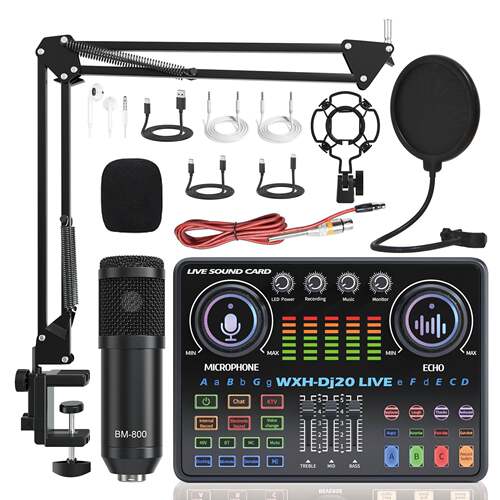 DJ20直播声卡48V麦克风手机电脑即插即用主播设备降噪户外便携
