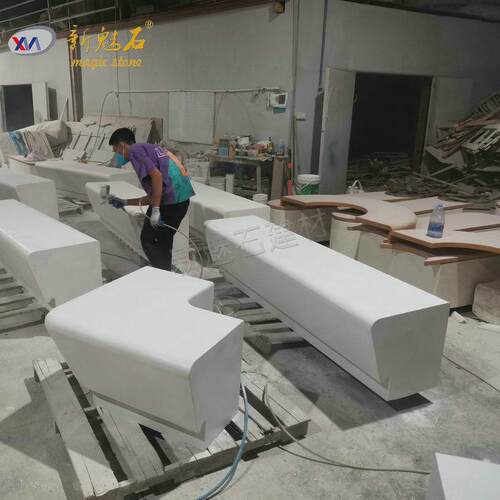 成品清水混凝土长条凳口袋公园坐凳设计感grc预制坐凳定制
