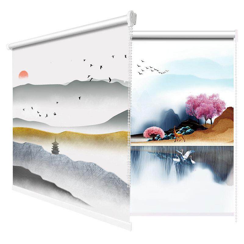 中式简易小飘窗窗帘新免打孔安装升降全遮光遮阳防晒隔热卧室宿舍,居家布艺,成品窗帘,淘宝优惠券,粉丝福利购,淘宝优惠卷